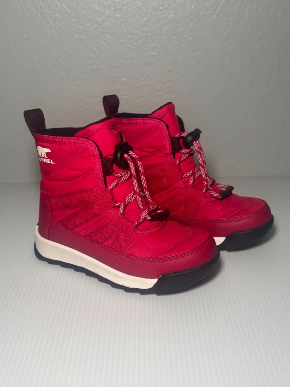 Sorel Girls Whitney 2 Waterproof Red Winter Boots with Pull Loop